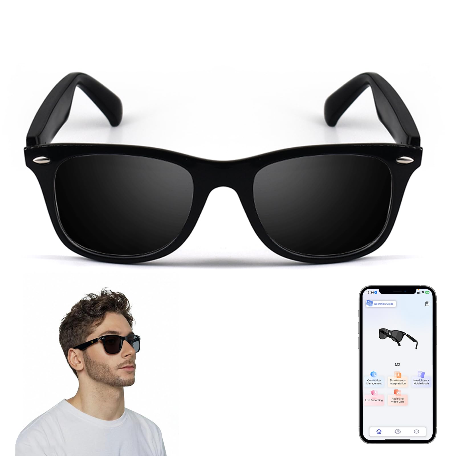 Amazon.com: AI Translator Smart Glasses for Women Men, Bluetooth