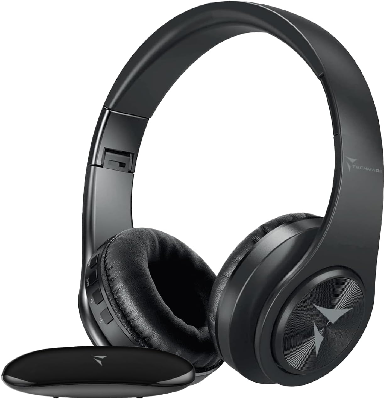 TECHMADE Wireless Headphones for TV – Receiving Up to 30 m – Easy to Configure, UHF Connection with Receiver – Includes Adapter and AUX Cable, Optical and Charging – For Adults, Elderly or Hearing