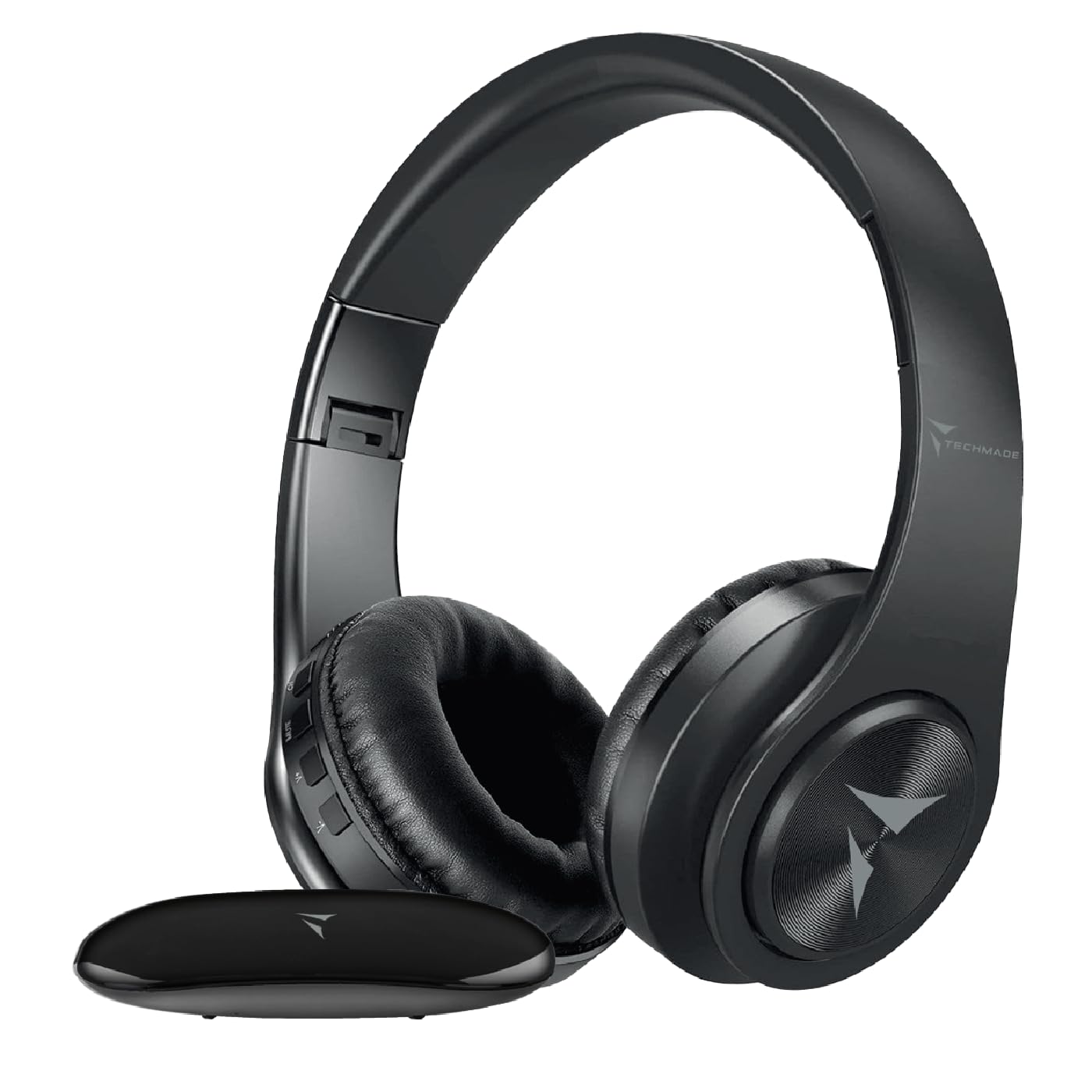 TECHMADE Cuffie Wireless per TV - Ricezione Fino a 30m - Facili da Configurare, Connessione UHF con Ricevitore - Include Adattatore e Cavo AUX, Ottico e Ricarica - Per Adulti, Anziani o Ipoudenti