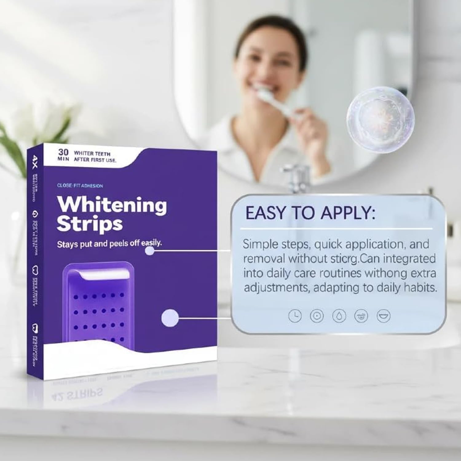 14 Pcs Purple Teeth Whitening Strips, Effectively Removes Surface Stains & Natural Shine,Fit for Daily Use, Enamel Safe,Comfortable Wear — view 6