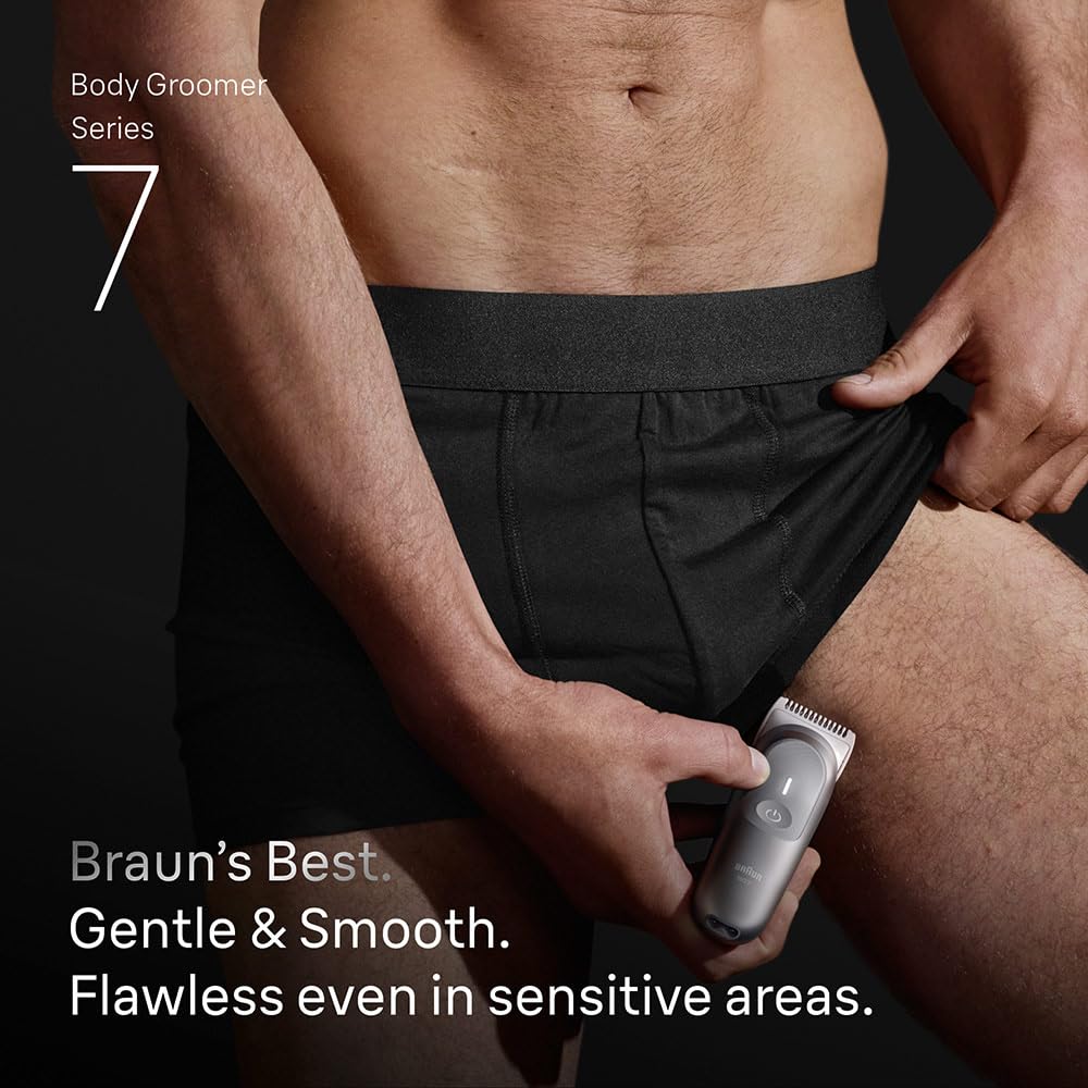 Braun BG7550 Series 7 Haarschneider für Herren, Körper, Brust, Achseln, Beine und Schamhaare mit Smartlight und SkinGuard, 8-in-1-Pflege-Set, wasserdicht mit 6 Clips, 100 Minuten Laufzeit