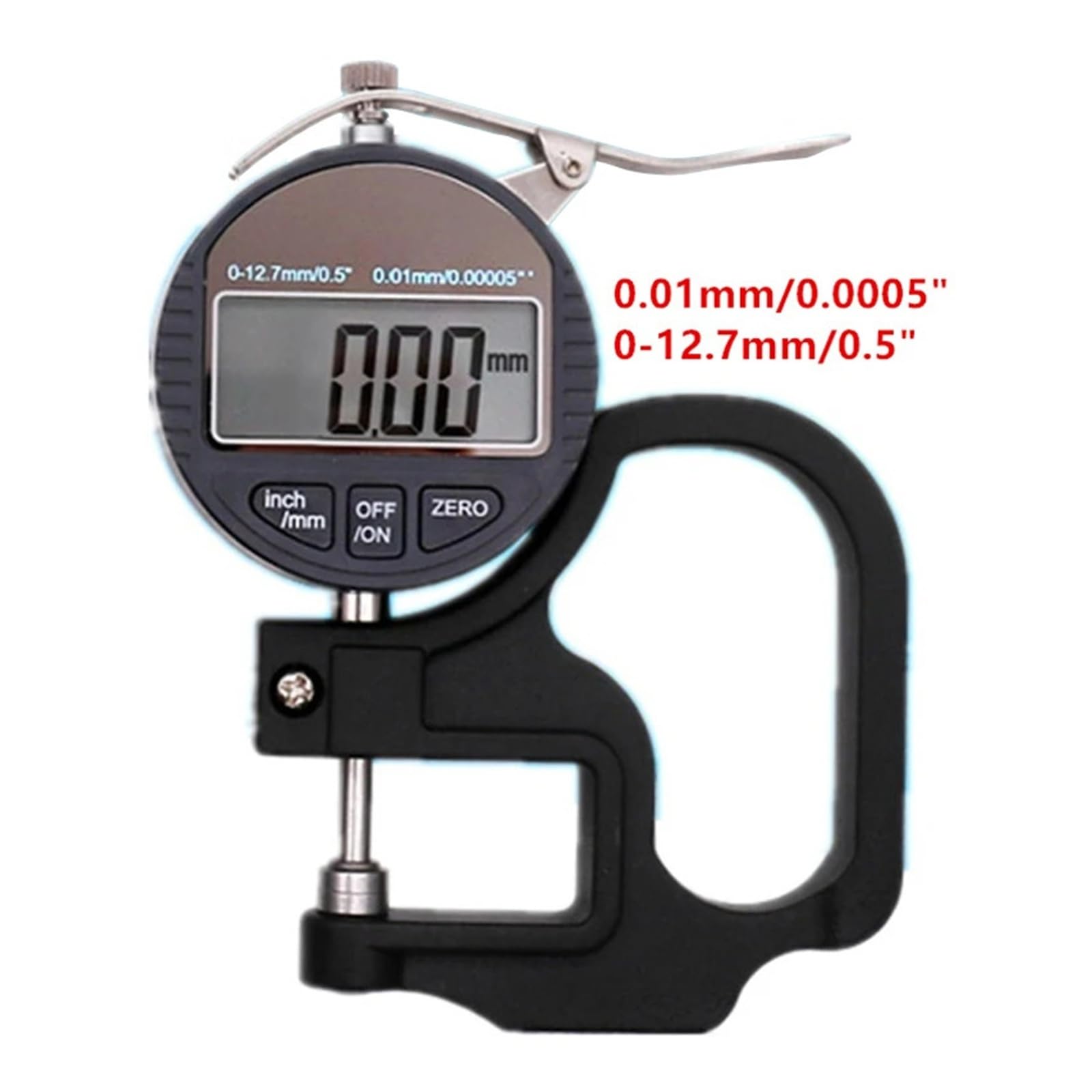 Medidor de espesor digital de 0-12,7 mm y 0,01 mm, micrómetro LCD portátil, comprobador de micras con instrumento de medición Alta Sensibilidad(0.01 mm)