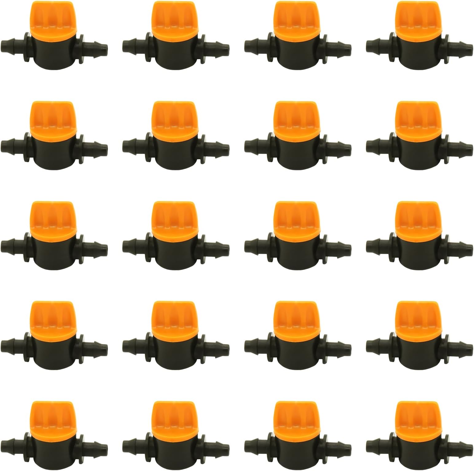20Pcs Drip Irrigation Barb Shut-Off Valve for 4mm Universal Tubing Coupling Valve Garden Automatic Watering Drip Tube Connectors Kit Switch Plastic for Greenhouse Plant Flower Irrigation Pipe Mini Kit