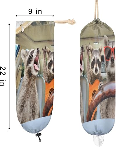 Miniatura 2 de Divertido soporte para bolsa de plástico de mapache de animales, lavable, grande, soporte para bolsa de comestibles, organizador de bolsas de
