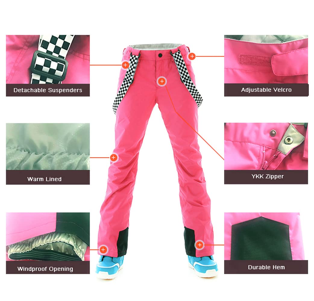 HOTIAN Giacca da sci da Donna e pantaloni Set, Giacca invernale Donna Calda,Pantaloni Da Sciimpermeabili E Cappotto,per Il Lavoro All'aperto Sci Pesca Equitazione Moto
