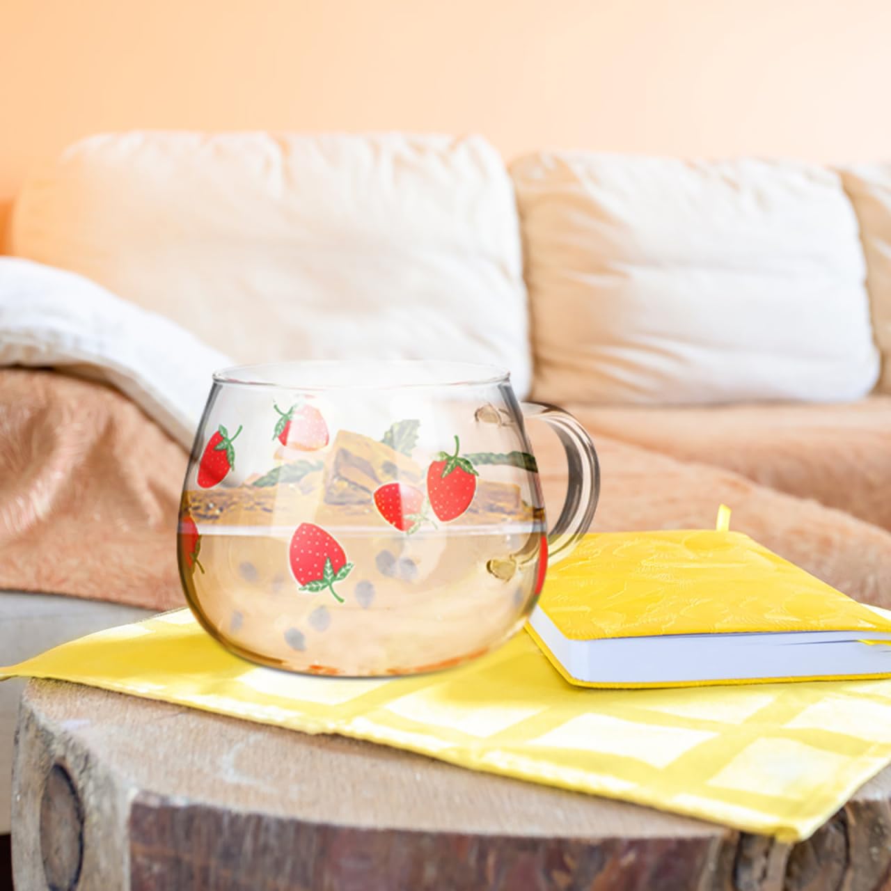Tasse Jus Fraise 2 Tasses En Verre Fraise UPKOCH Avec Paille - Verre Borosilicate Résistant Chaleur | Parfait Pour Lait, Jus, Café Verre Aperol Spritz