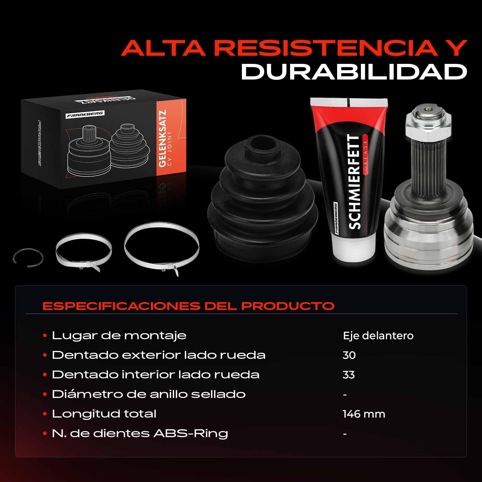 Frankberg Kit de juntas homocinéticas lado de la rueda eje delantero | Compatible con: X5 F15 F85, X6 F16 F86, X6 E71 E72, X5 E70