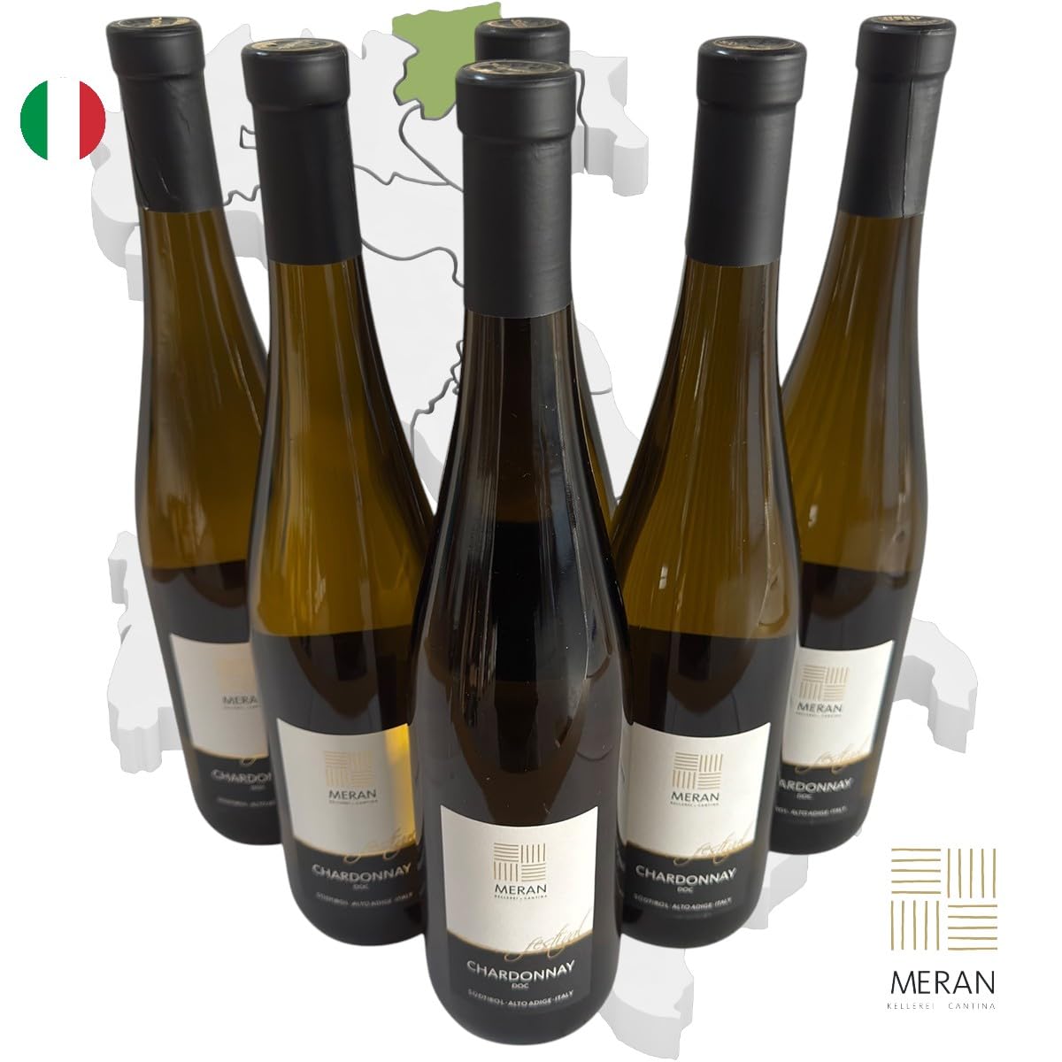 Chardonnay Festival Südtirol DOC 2025 - Kellerei Meran - 6×0,75L Weißwein | Frischcremige Textur, feine Frucht, dezente Würze, harmonischer Körper, sanfter Schmelz