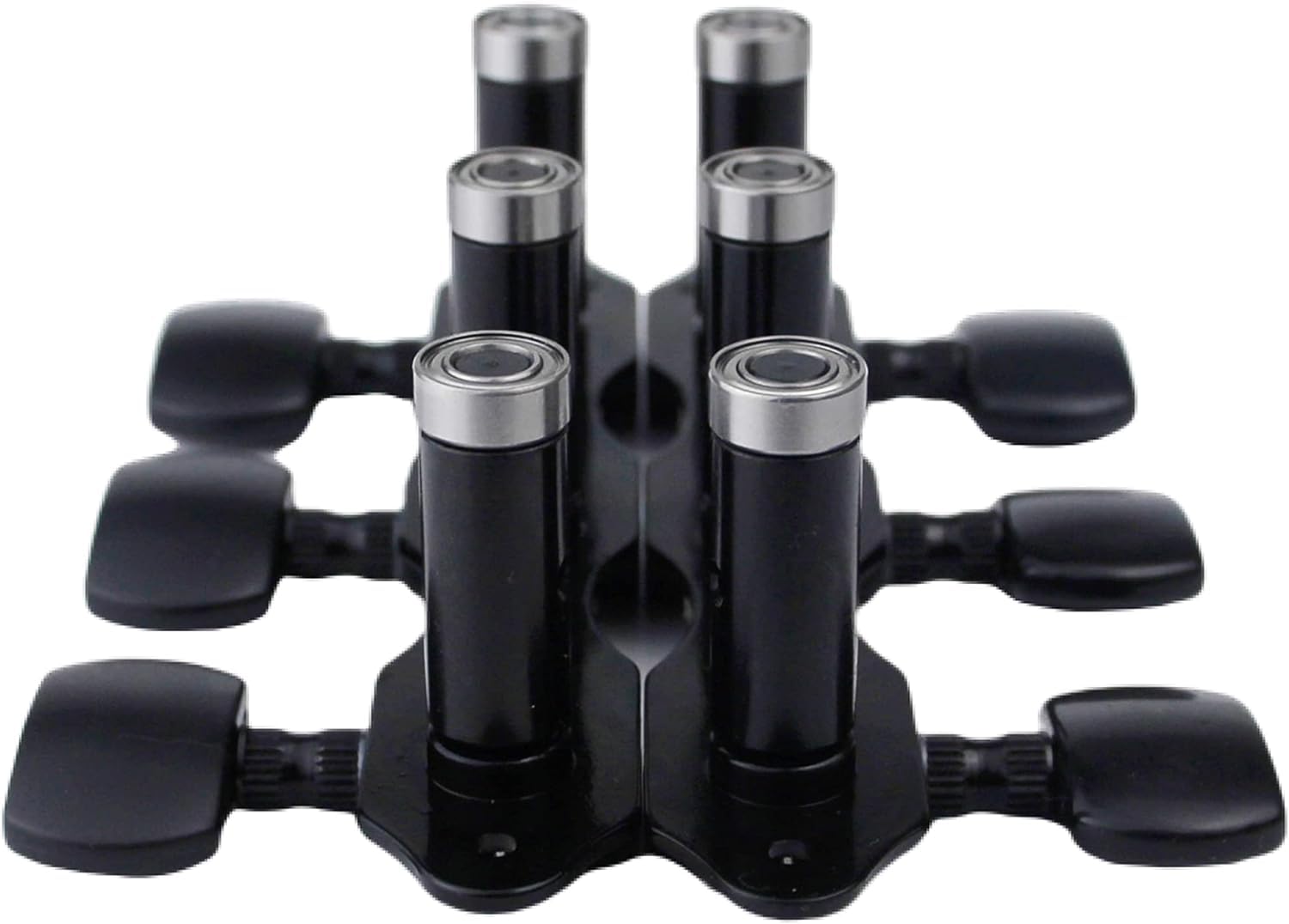 Guyker Afinadores de guitarra clásica, relación 1:18, estilo marco abierto, teclas de afinación de guitarra acústica, clavijas de cuerda de acero, cabezales de máquina, 2 tablones (3+3) (negro, botón