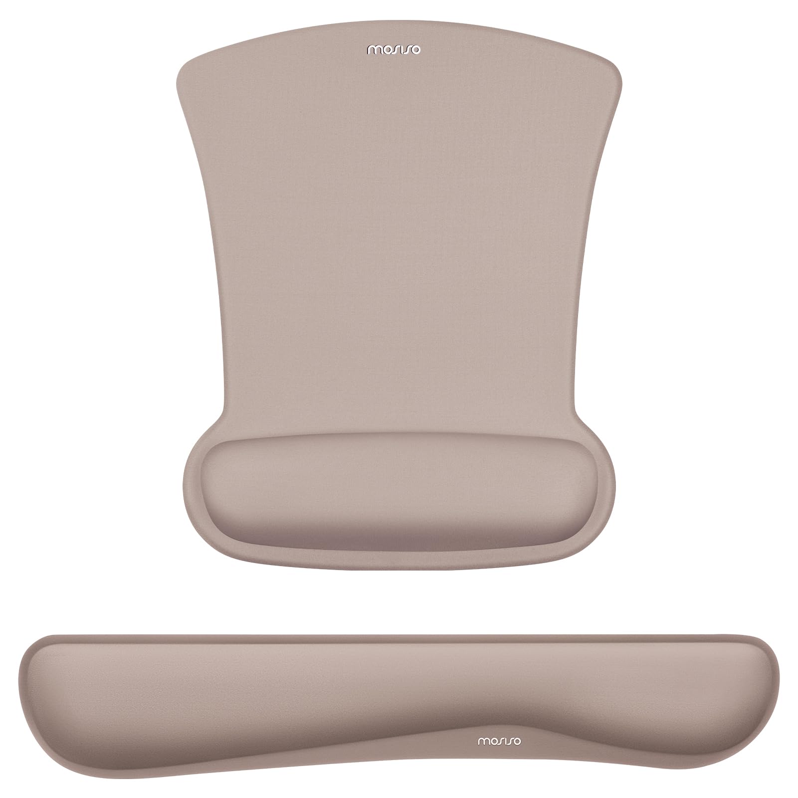 MOSISO Reposamuñecas para Tapa Ratón y Teclado, Alfombrilla Ratón Ergonómico Base Antislip Hogar/Alivio Dolor Oficina y Cojín Easy Tipe con tela de Neopreno y Espuma Viscoelástica, Marrón Taupe