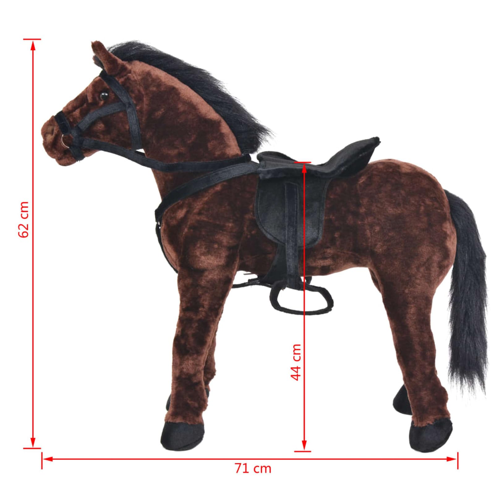 Cavallo di Peluche Marrone Scuro XXL Giocattolo Gioco per Bambini Bimbi