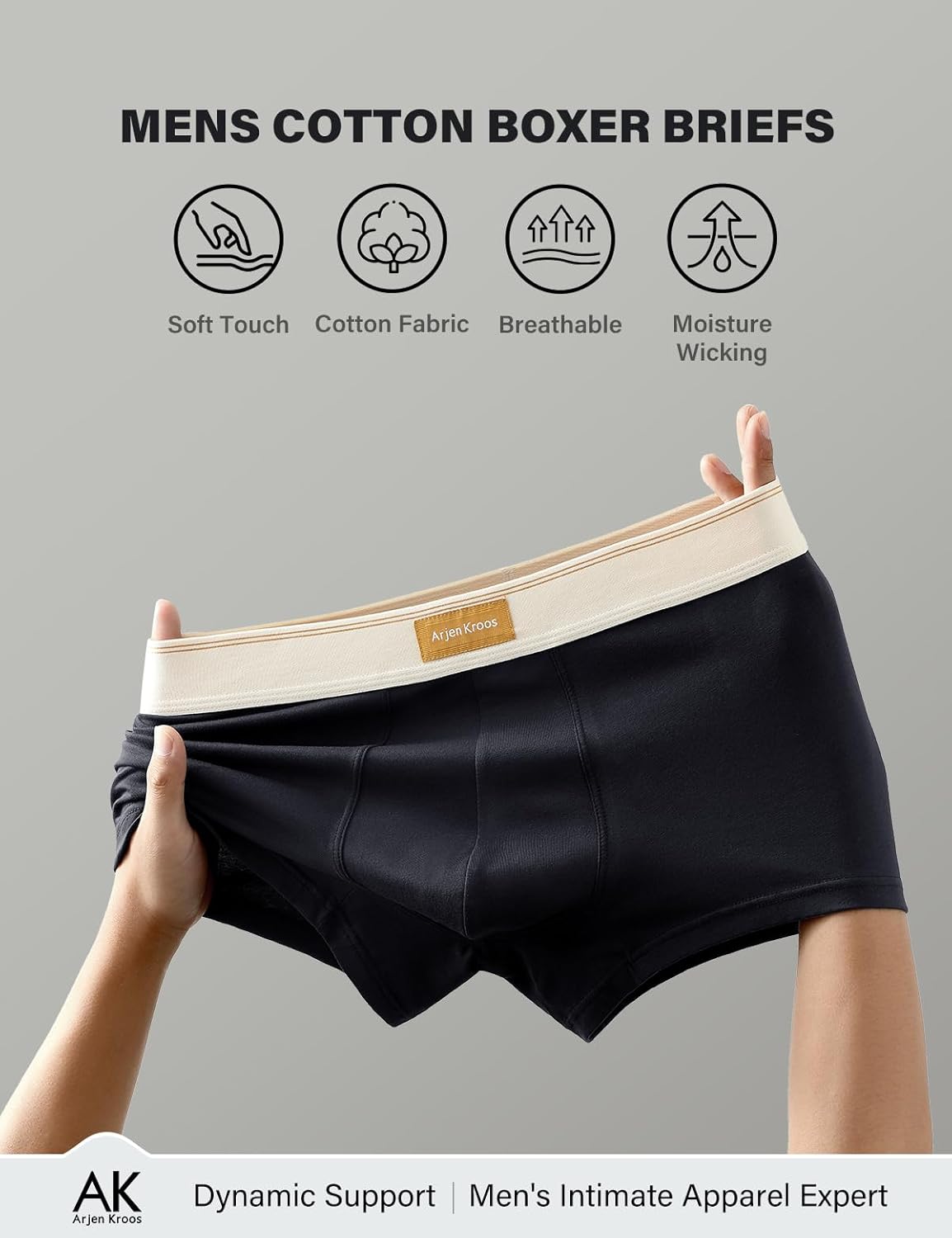 Arjen Kroos Men's Cotton Boxer Briefs Breathable Pouch Underwear 4 Pack - Image 4