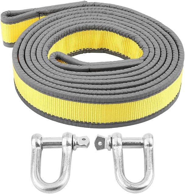 Tow Rope Tow Belt Strap Rope Trailer Towing Rope Recovery Tow Strap Car Trailer Towing Rope Recovery Tow Strap 8 Tons 4 Meters with U-shape Hooks Light Reflection