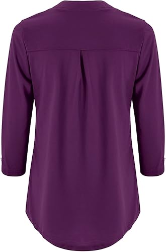 Miniatura 4 de Camisetas de manga corta para mujer estilo Henley holgadas casuales elegantes para usar con leggings Blanco