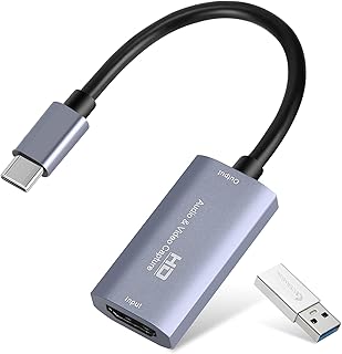 Video Capture Card, USB3.0 HDMI to USB C Audio Capture Card, 4K 1080P 60FPS Capture with Type-C Adapter Devices for Gaming...