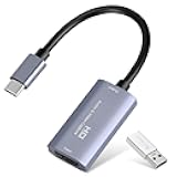 Guermok Video Capture Card, 4K USB3.0 HDMI to USB C Capture Card for Streaming, 1080P 60FPS, Compatible with iPad Mac OS Windows, Quest 3, OBS, PS5/4, Switch2/1, Xbox, Camera (Silver)