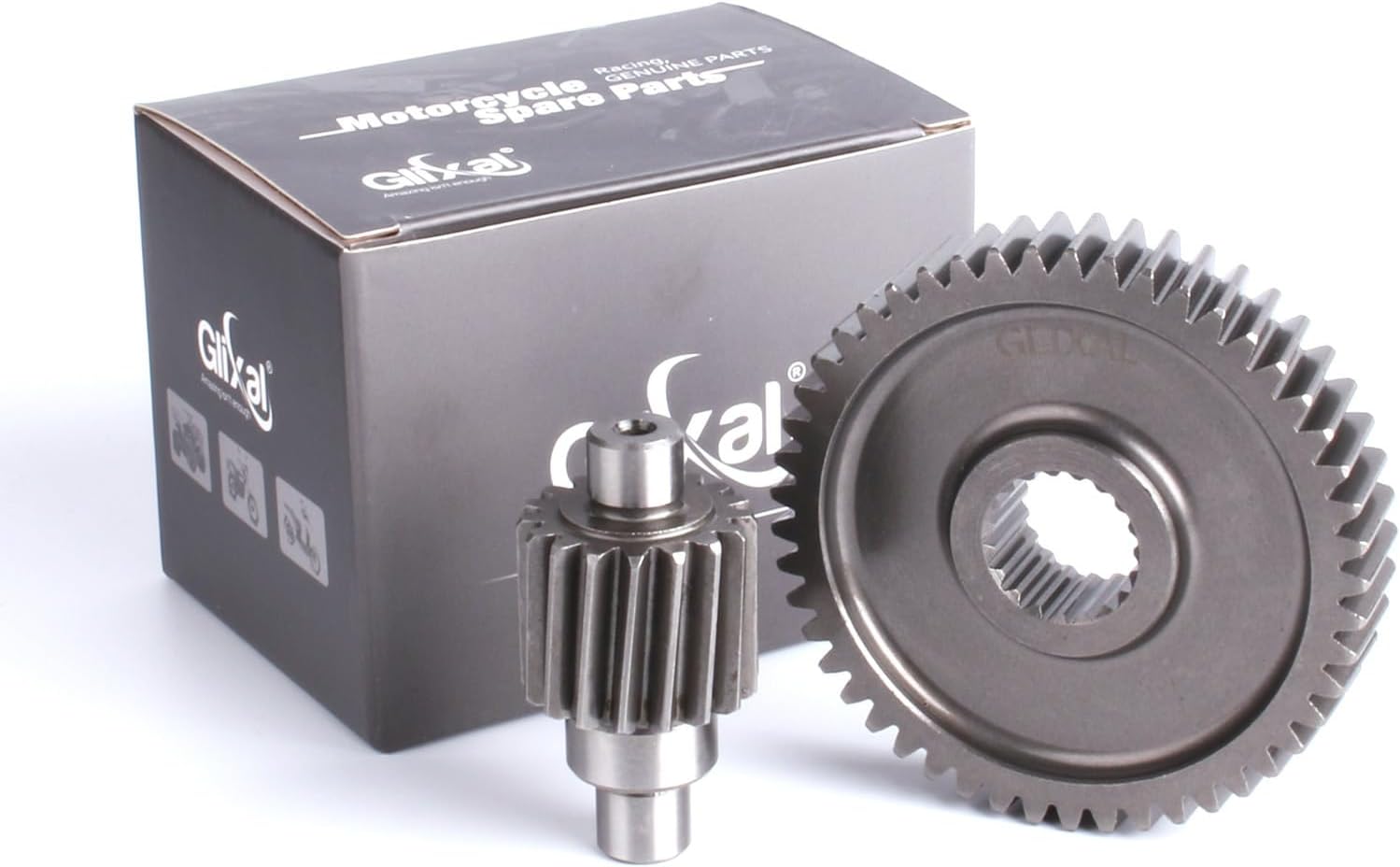 Glixal High Performance Secondary Transmission Gear, GY6 49cc 50cc 80cc 100cc Racing Final Drive Gear Set for 139QMB 139QMA 147QMD Engine Scooter Moped ATV Go Kart (18T/46T)