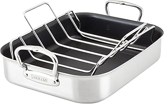 Hestan Provisions – 14.5" Classic Clad Nonstick Roasting Pan with Stainless Steel Rack