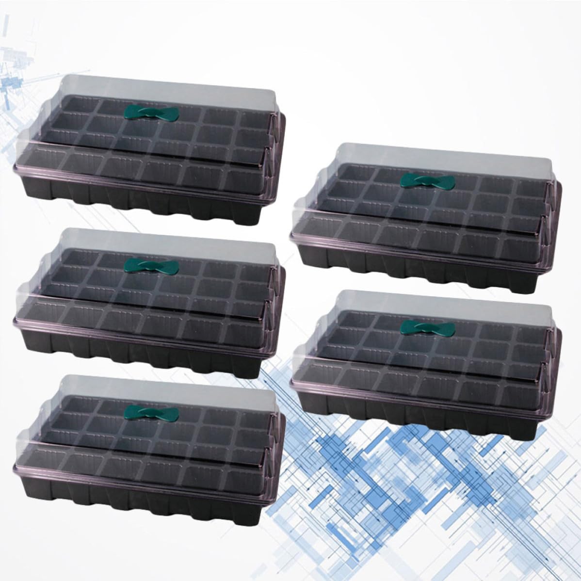 5 Set Vaschetta per Germinazione Piante, Kit, Plastica Nera