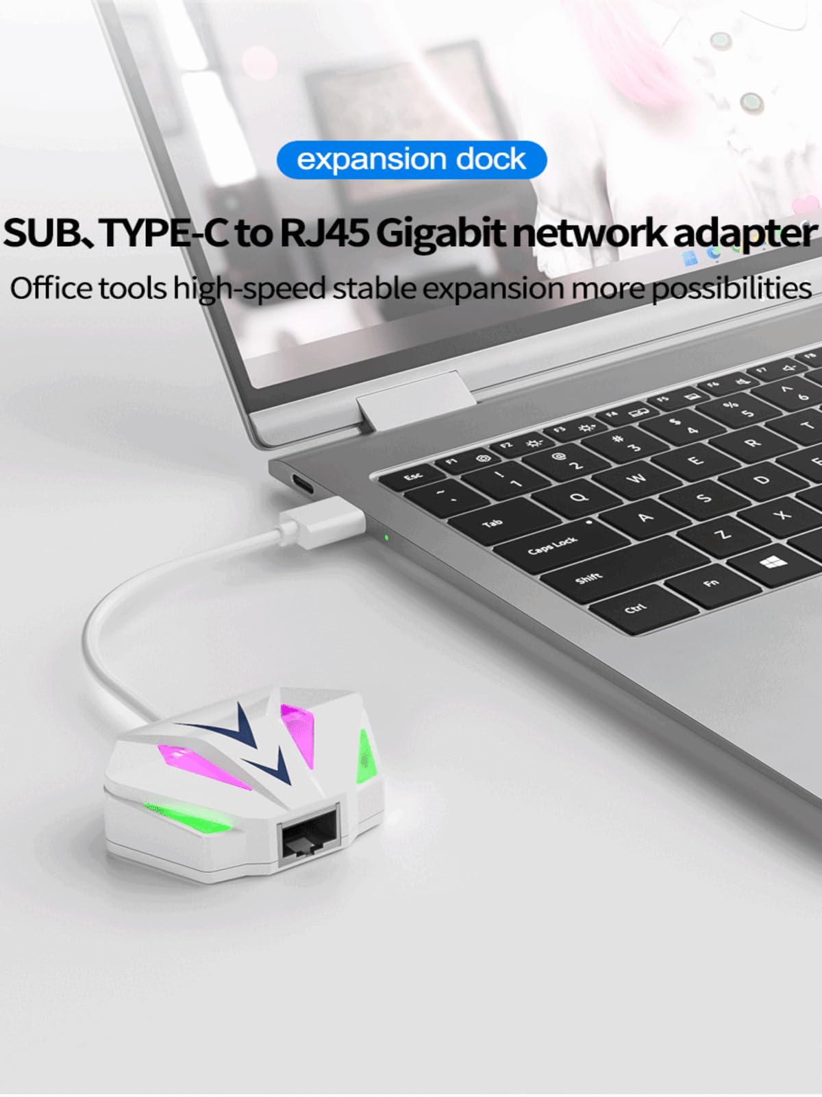 NOUKAJU Type-C to Ethernet Adapter, 1000Mbps RJ45 Wired Internet Adapter,Plug and Play,Driver-Free,Network Adapter for Laptop,PC,MacBook,Windows,MacOS,Linux(Black)