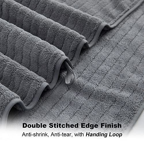 Oversized Bath Towels Set, 2 Extra Large Bath Towels, 2 Hand Towels And 4 Washcloths, Microfiber-Lightweight, Soft, Quick Dry, Super Absorbent, Ribbed Design Bath Sheets For Bathroom #TOP3
