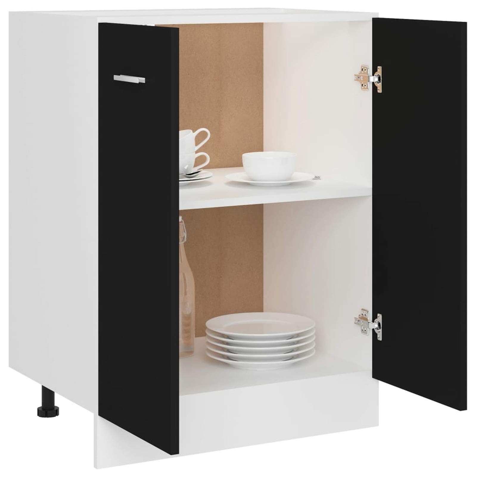 LAPOOH Unterschrank Schwarz 60x46x81,5 cm Spanplatte Küchenschrank, Küchenunterschrank, Unterschrank Küche, Küchenmöbel, Miniküche, Spülschrank