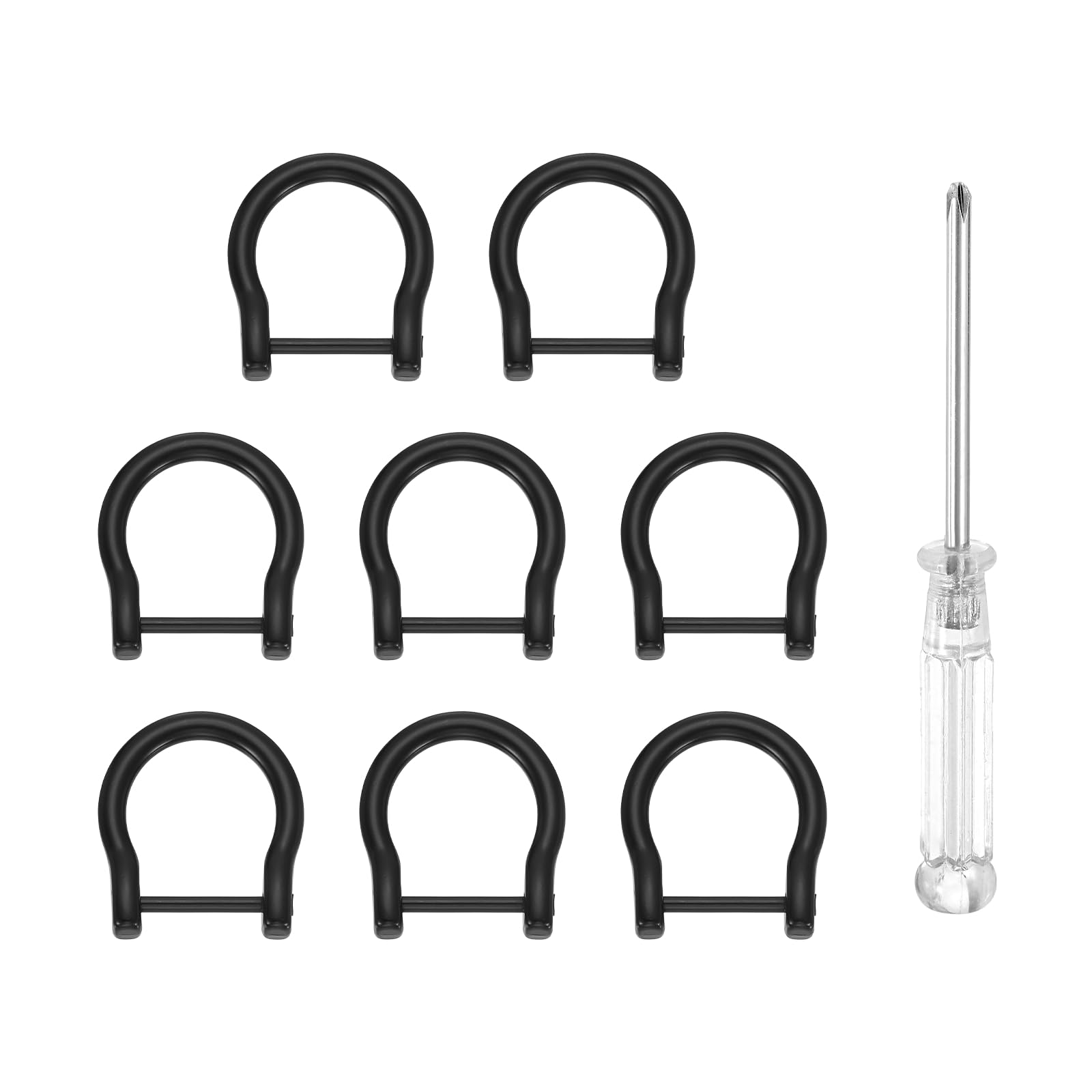 sourcing map D-Rings Screw in Shackle 3/4" Metal Matte Black 8pcs