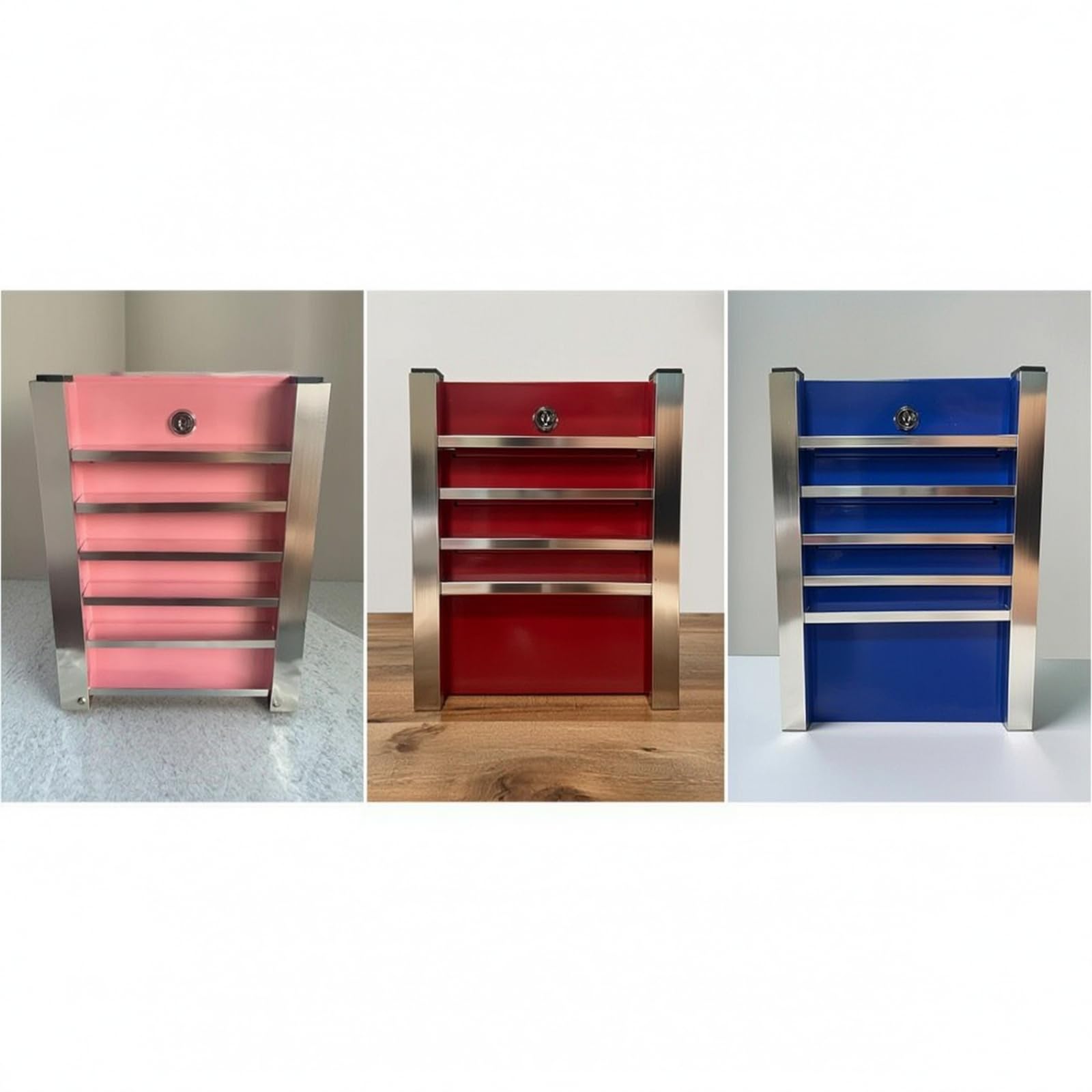 Tirelire en Métal Robuste Tirelire avec Clé Compacte Caisse avec Poignée pour Adultes, Adolescents, Bleu