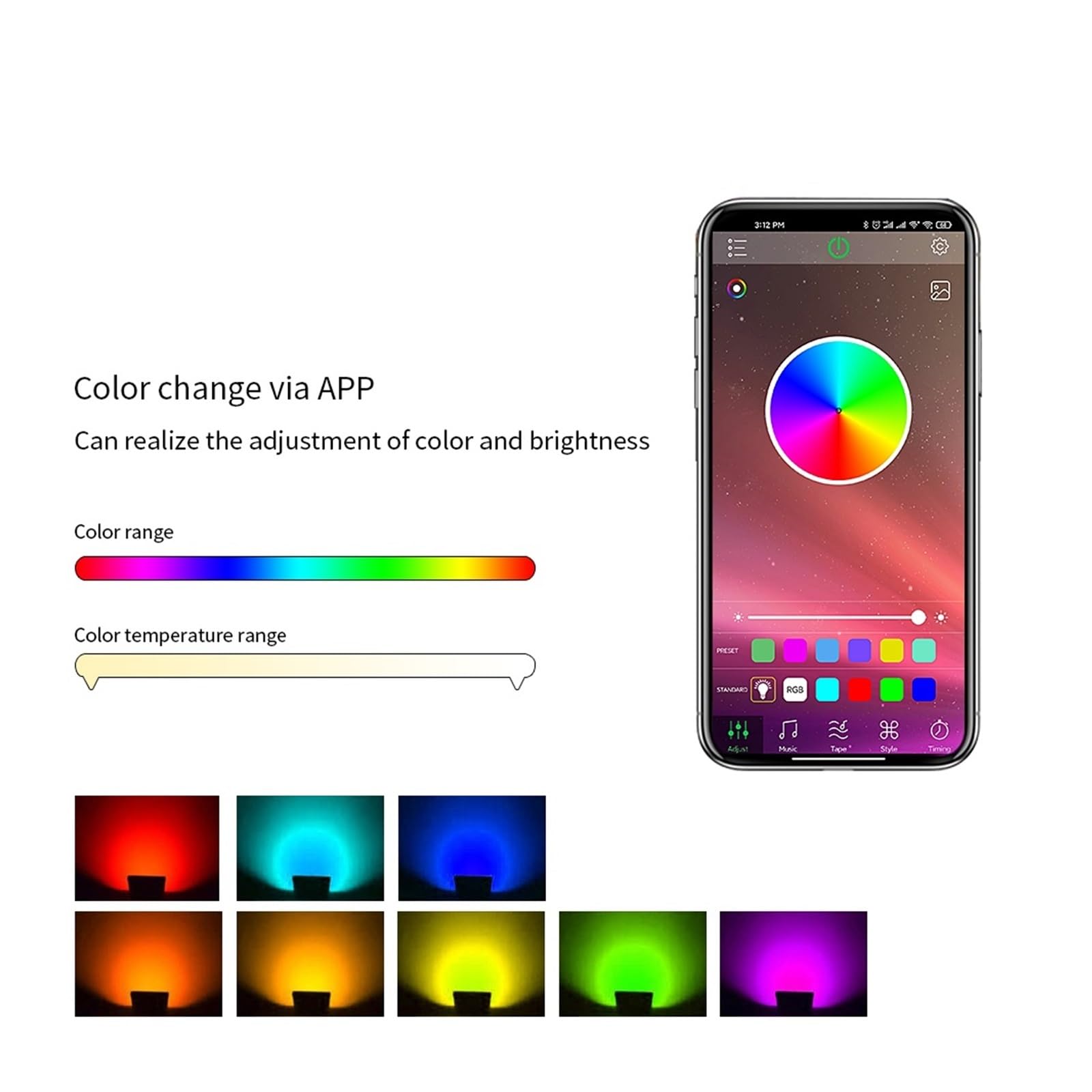 Led RGB Flood Light 50W 100W IP68 Faretto da esterno Riflettore Lampada for proiettore con APP/Telecomando Garage da giardino(Mobile APP Control,100W)