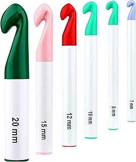 Jasol Crochet हुक 6 साइज़ क्रोकेट हुक सेट 7mm-20mm बड़े साइज़ के यार्न के लिए Crochet सुई 1 का सेट (मल्टी)
