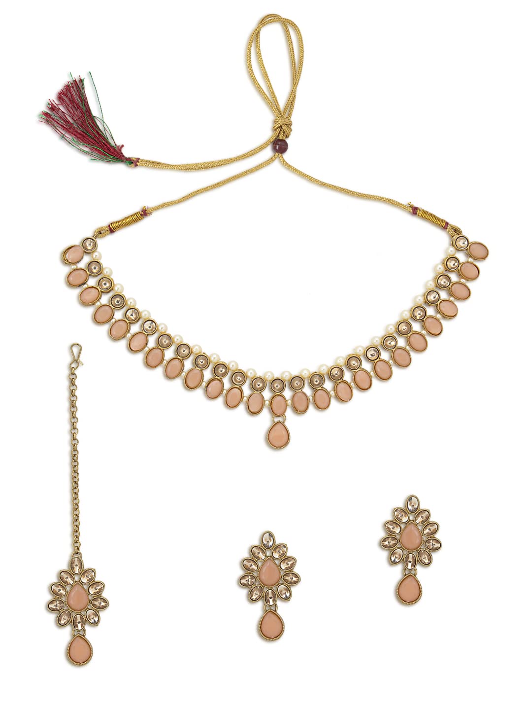 Sukkhi Sparking LCT Gold Plated Pearl Choker Necklace Set for Women (SKR73337) (B09QS57L3F) Amazon Price History, Amazon Price Tracker