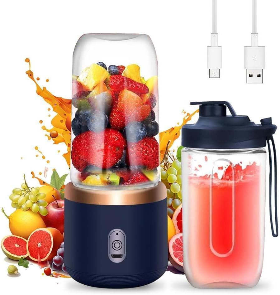 Smoothie Maker, 400 ml Portable Blender Mini Blender with 6 Blades Stainless Steel Small Smoothie Maker to Go USB Rechargeable Mini Stand Mixer for Baby Food Juice Jam Shake Smoothie
