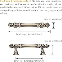 Vista 3 de Asidrama Paquete de 10 manijas de gabinete de cocina de latón cepillado envejecido de 3 pulgadas (2.992 in), tiradores de gabinete, accesorios