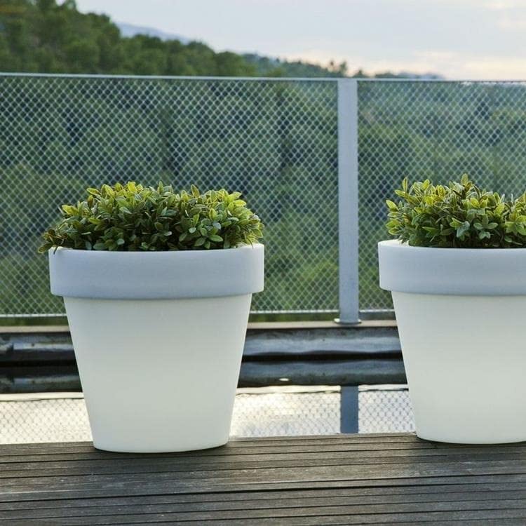 MAGNOLIA-Pot lumineux LED d'extérieur RGB solaire rechargeable H43cm Blanc New Garden