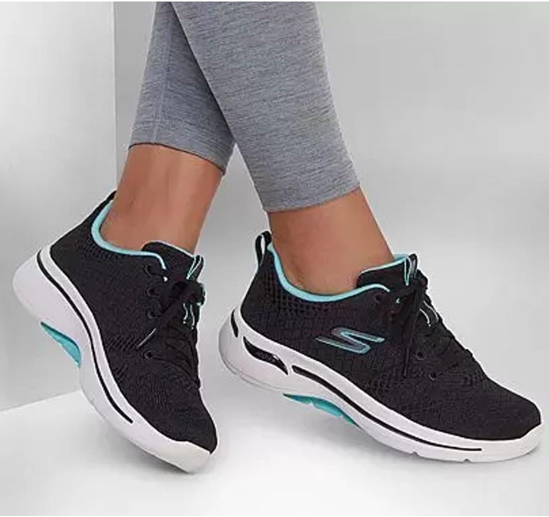 Skechers Women's Go Walk Arch Fit Unify, Black/Aqua, 10.5 - Image 2