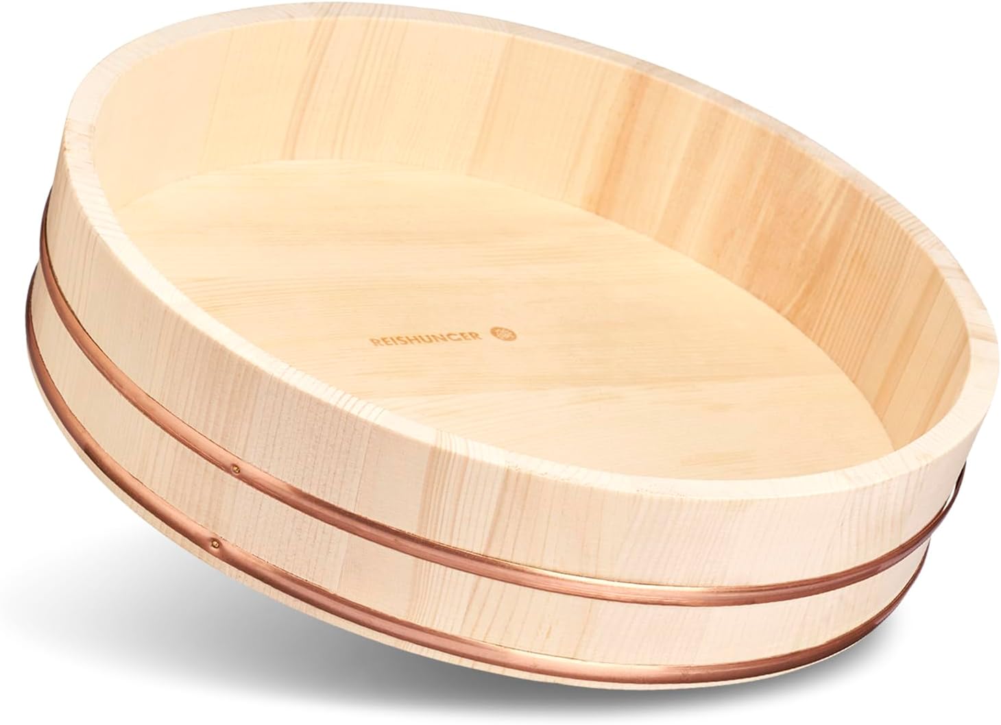 Reishunger Hangiri Wooden Bowl 39cm Diameter – Perfect for Sushi Rice – Made of High-Grade Pinewood