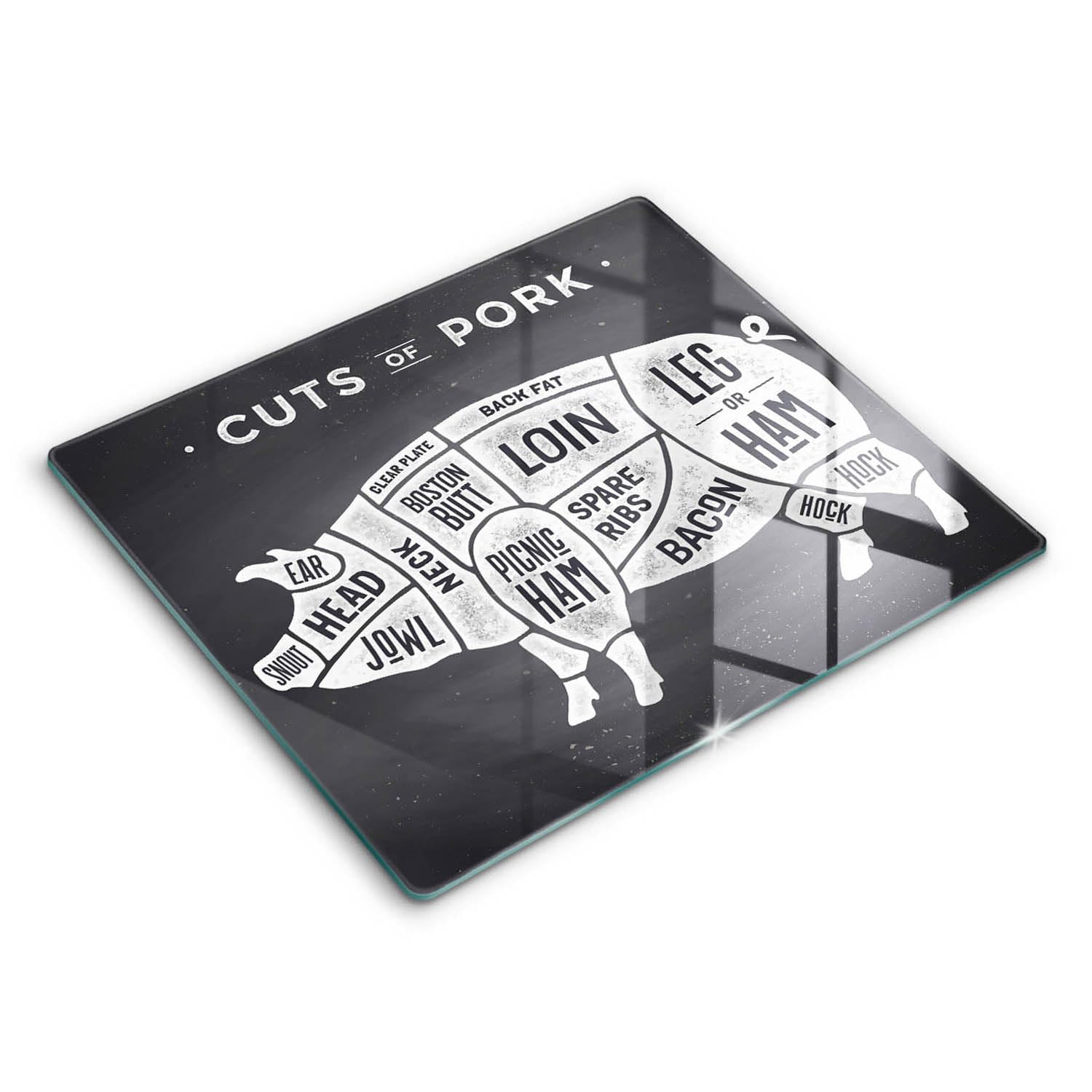 Planche à découper induction 60x52cm Wallfluent motif porc