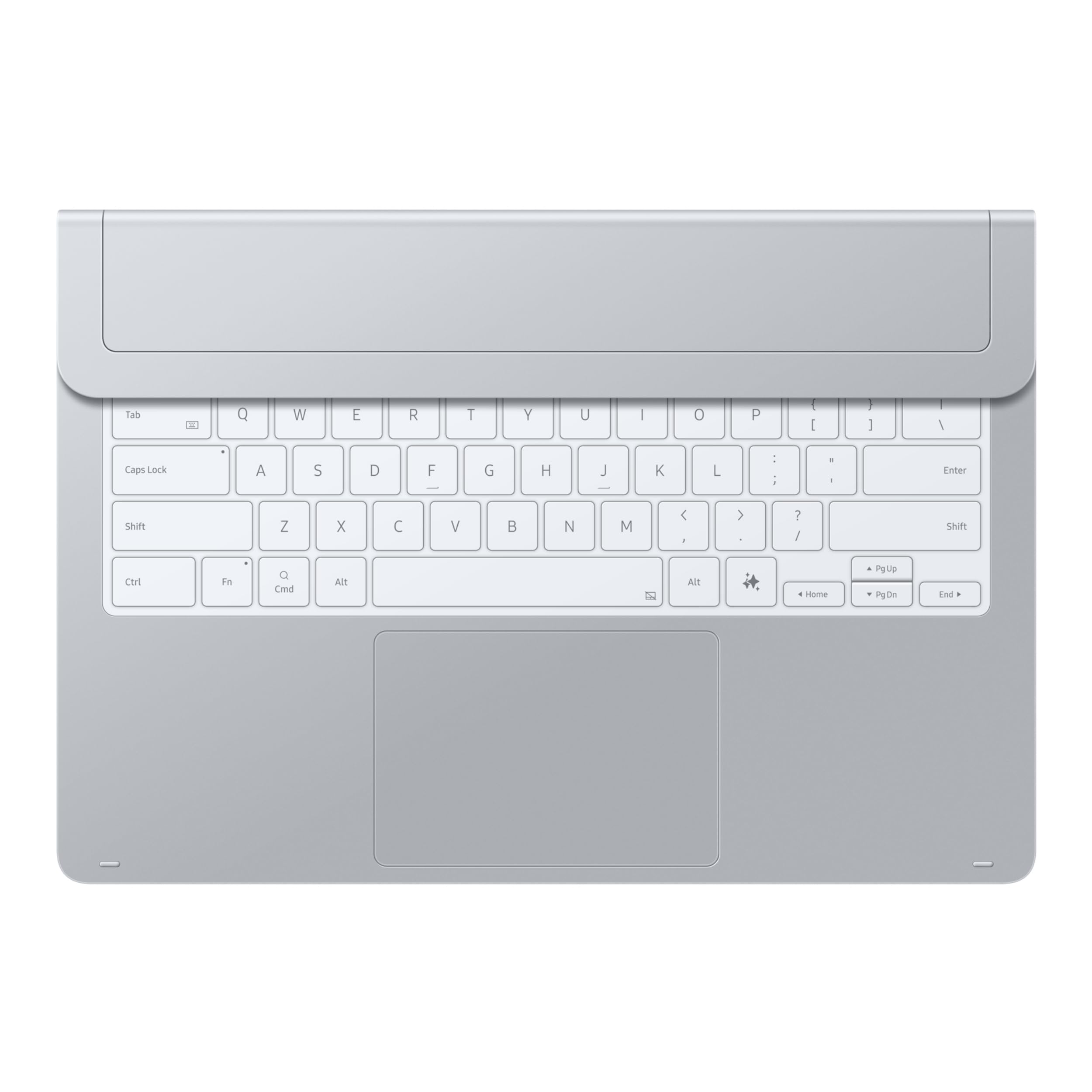 Samsung Pro Keyboard EF-DX935 do Galaxy Tab S11 Ultra z klawiaturą QWERTZ, dużym gładzikiem, przyciskiem AI i przyciskami funkcyjnymi, smukła aluminiowa konstrukcja, srebrna