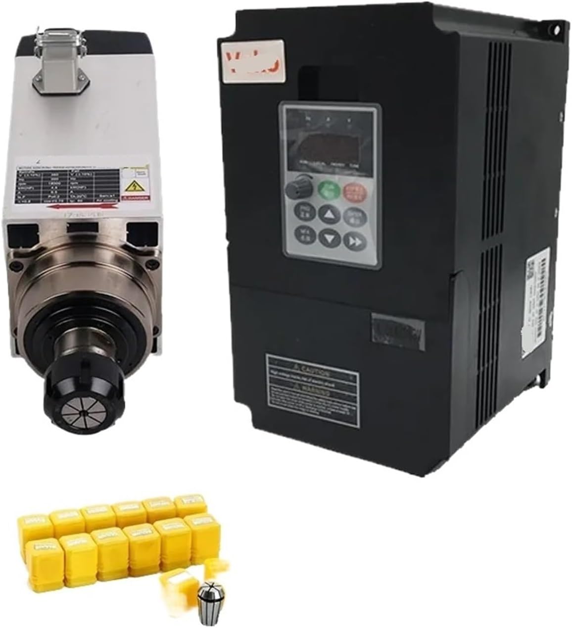 380V 4.5KW 6HP Square Spindle Motor Air Cooled 4 Bearings + 5.5kw VFD Inverter + ER32 Chuck Kit