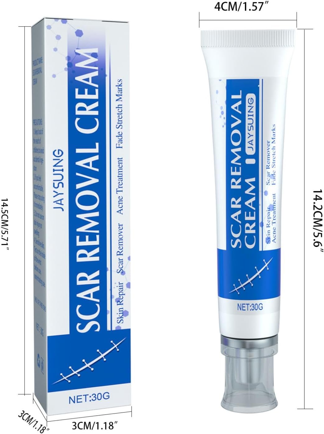 Generisch 2 x Scar Removal Cream, Face & Body Scar Treatment, Promotes Healing & Prevents Scarring