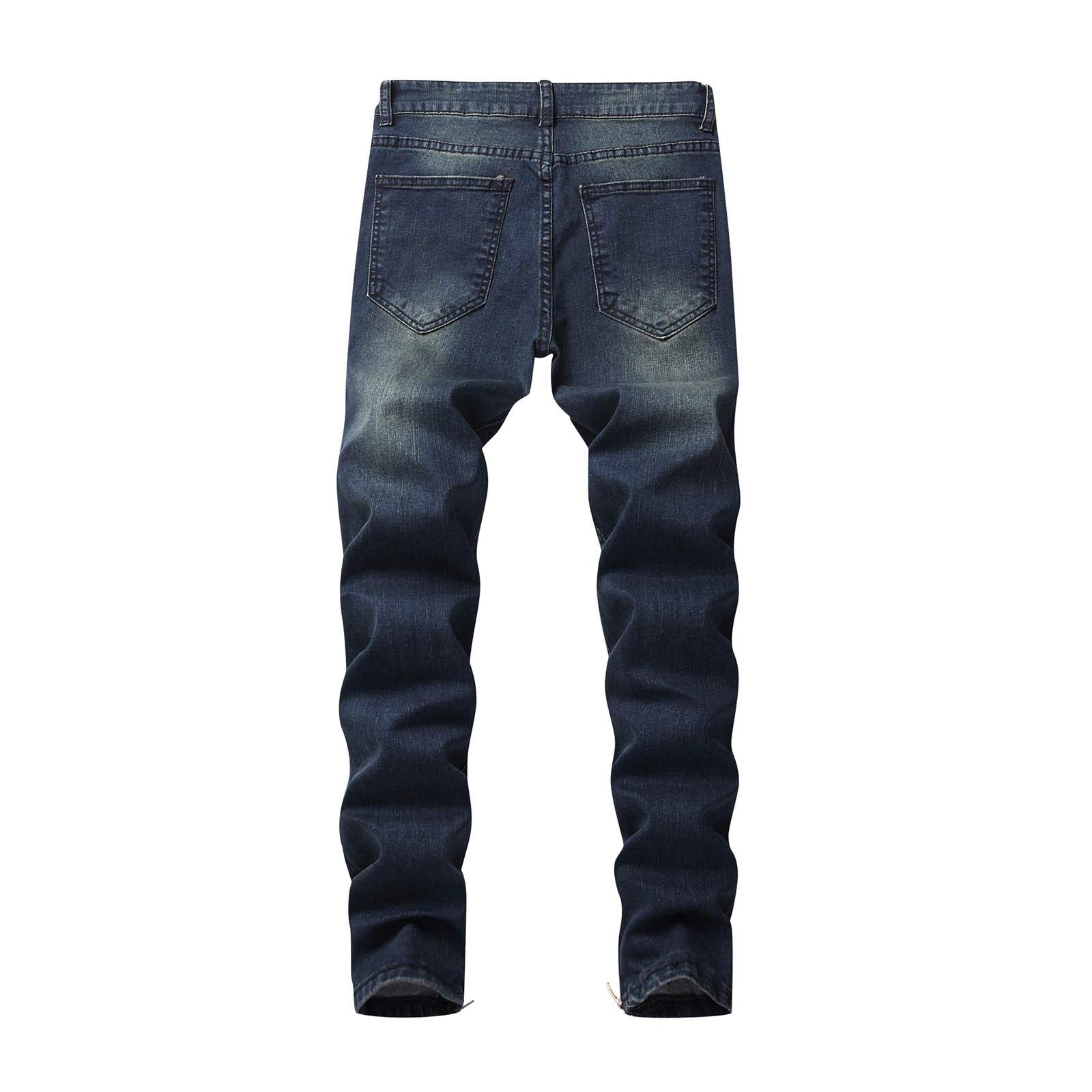 MILAX Jeans skinny da uomo Destroyed Ripped strappati, slim fit, stretch stretch con cerniera alla caviglia strappata per jeans da uomo