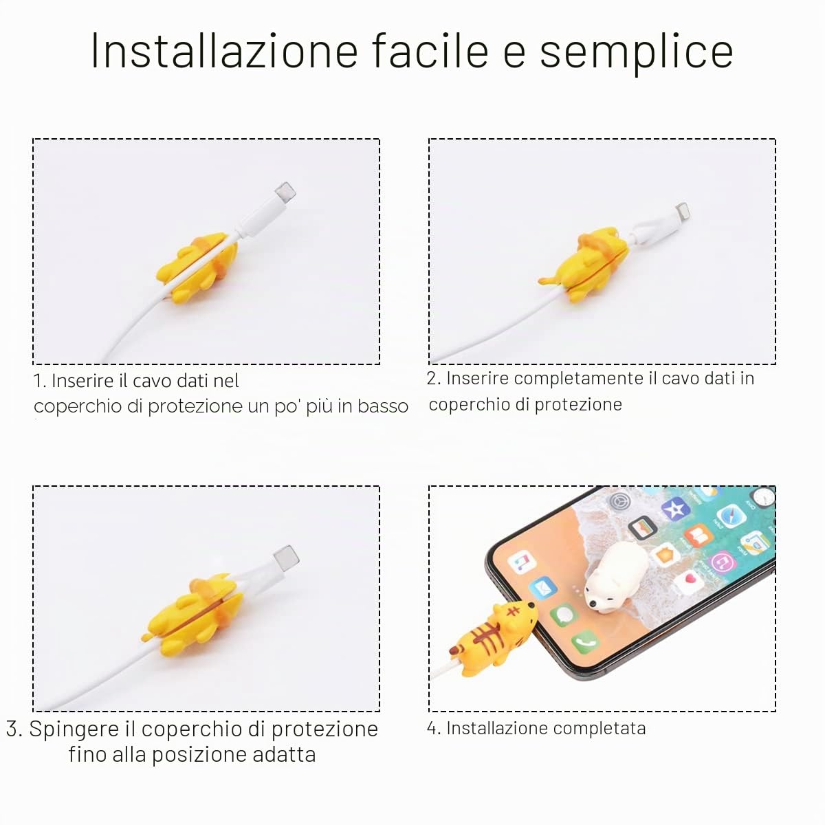 20 Pz Protezione Cavo USB ad Animale, Cute Animal Protector, di Plastica, per Telefono, Protect Caricatore