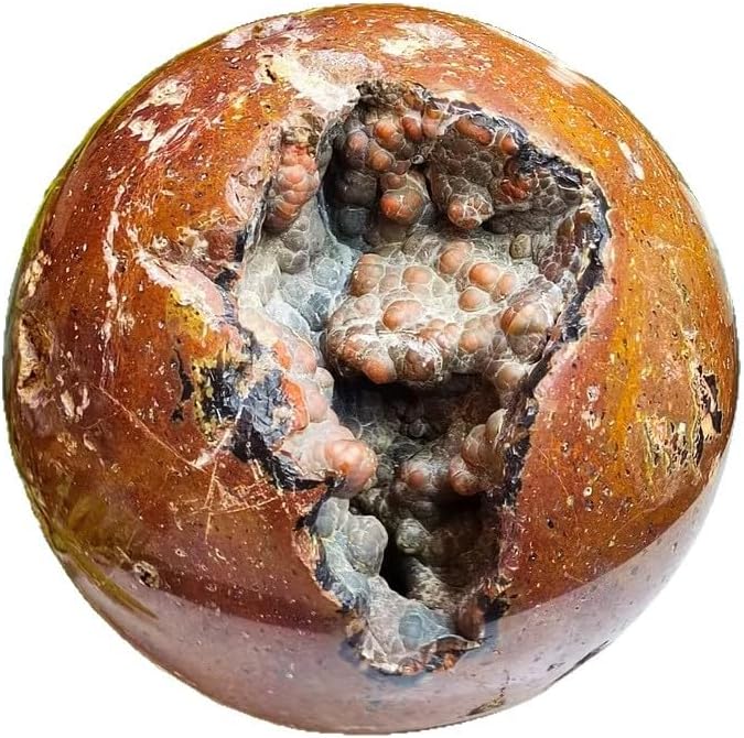 Natural Red Grape Agate Crystal Sphere | Polished Grape Agate Geode Ball | Feng Shui Home Office Decoration | Reiki Healing Crystal | Unique Mineral Specimen Gift