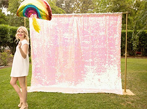 Trlyc 4Ftx6.5Ft Iridescent Sequin Backdrop Sequin Curtain For Wedding #TOP3