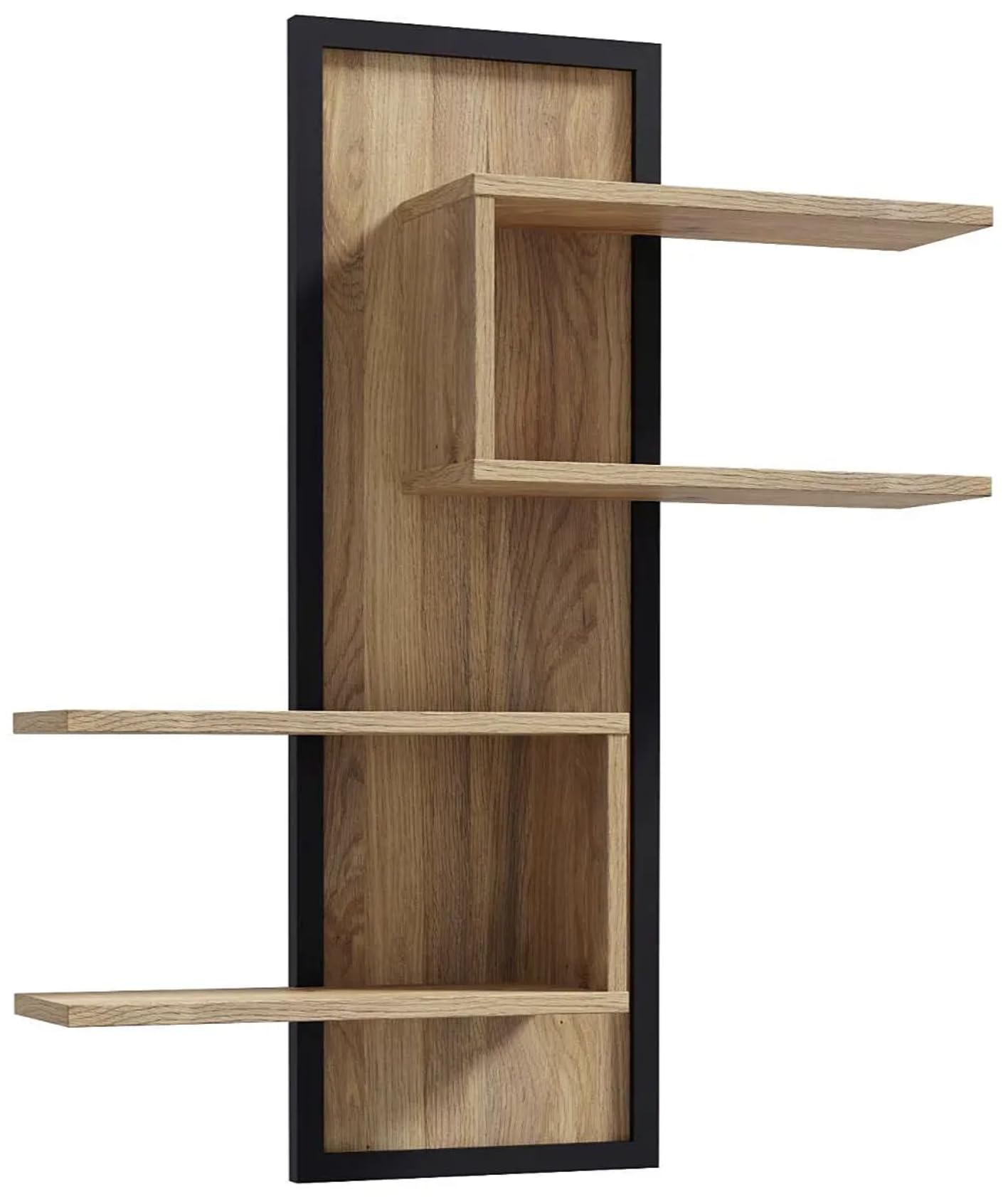 Forte JYTANA Wandregal 100 105, skandinavisches Wandregal mit Ablage, Holzwerkstoff, Mauvella Eiche Holzdekor, 102,6 cm breit x 122,5 cm hoch x 21,9 cm tief