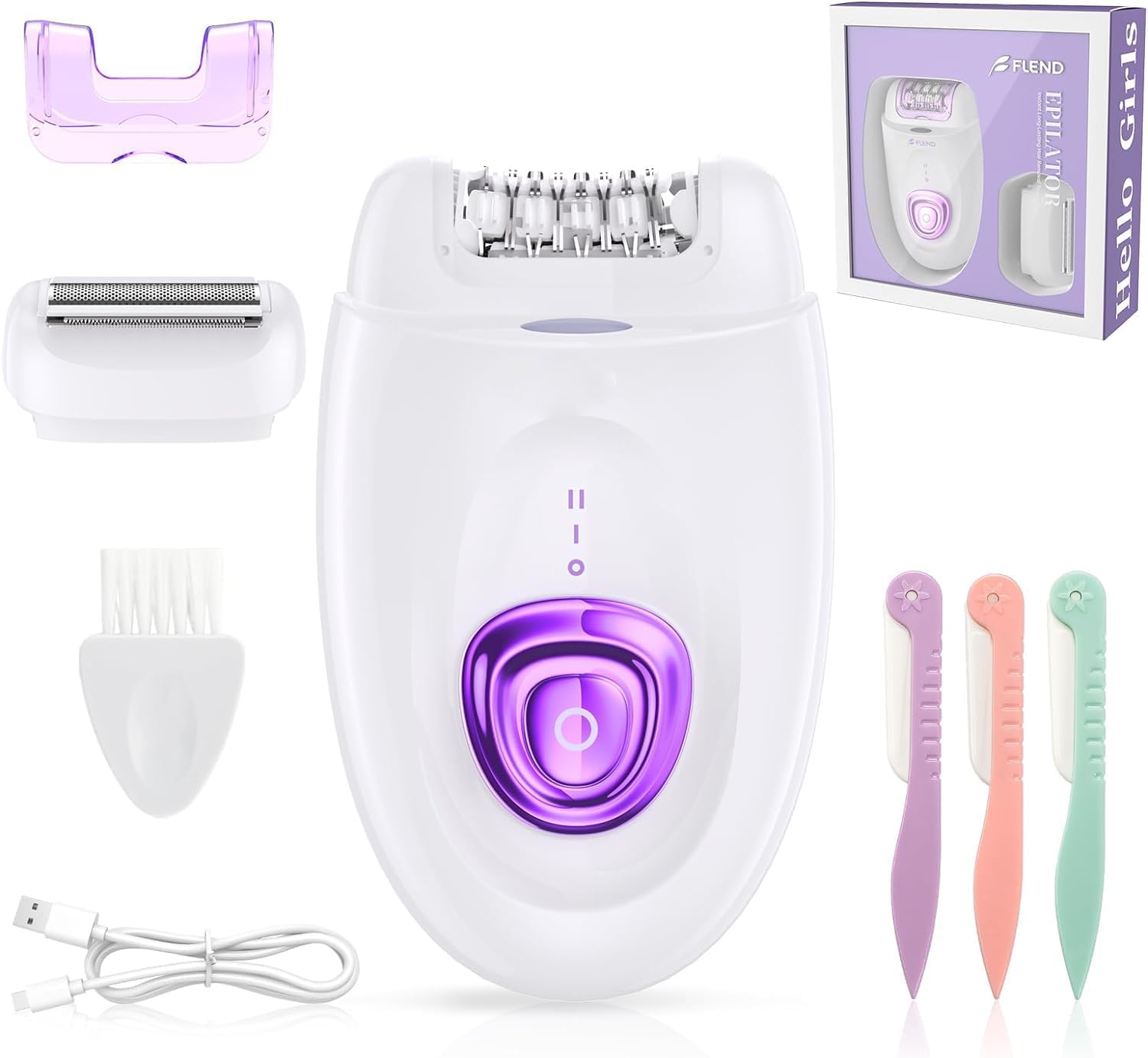 RYTM Epilator for Women, 2 in 1 Electric Shaver & Epilator, Face, Legs, Arms, Bikini, LED Light, USB Fast Recharging