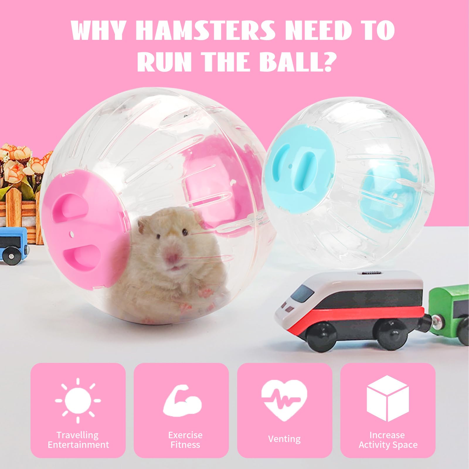 Palla Per Esercizi Criceto 18.5cm - Palla Da Corsa Trasparente In Plastica, Per Giochi E Allenamento - Foto 7