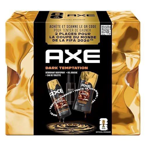Axe Coffret Homme - Dark Temptation - 1x Déodorant 200ml & 1x Eau de Toilette 100ml & 1x Gel Douche 250ml