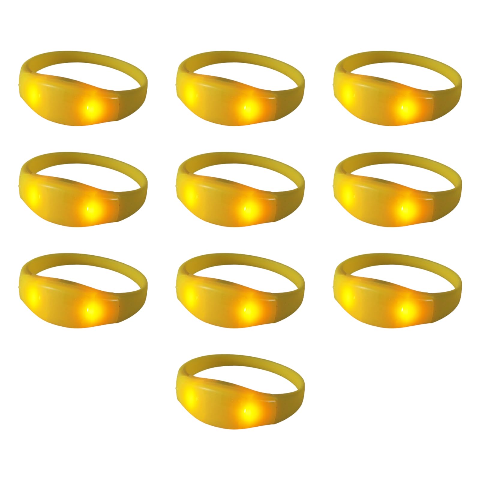 Uqezagpa Pack of 10 Voice Activated Glowing Bracelets Colorful Silicone Wristbands Flashing Light Up Bangles Accessory