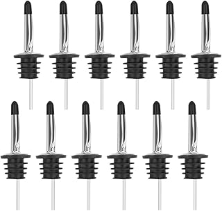 12PCS Liquor Bottle Pourers, Premium Liquor Pourers, Stainless Steel Olive Oil Spout, Speed Pour Spouts for Liquor Bottles, Bottle Pourers for Alcohol, with Sealed Dust Caps